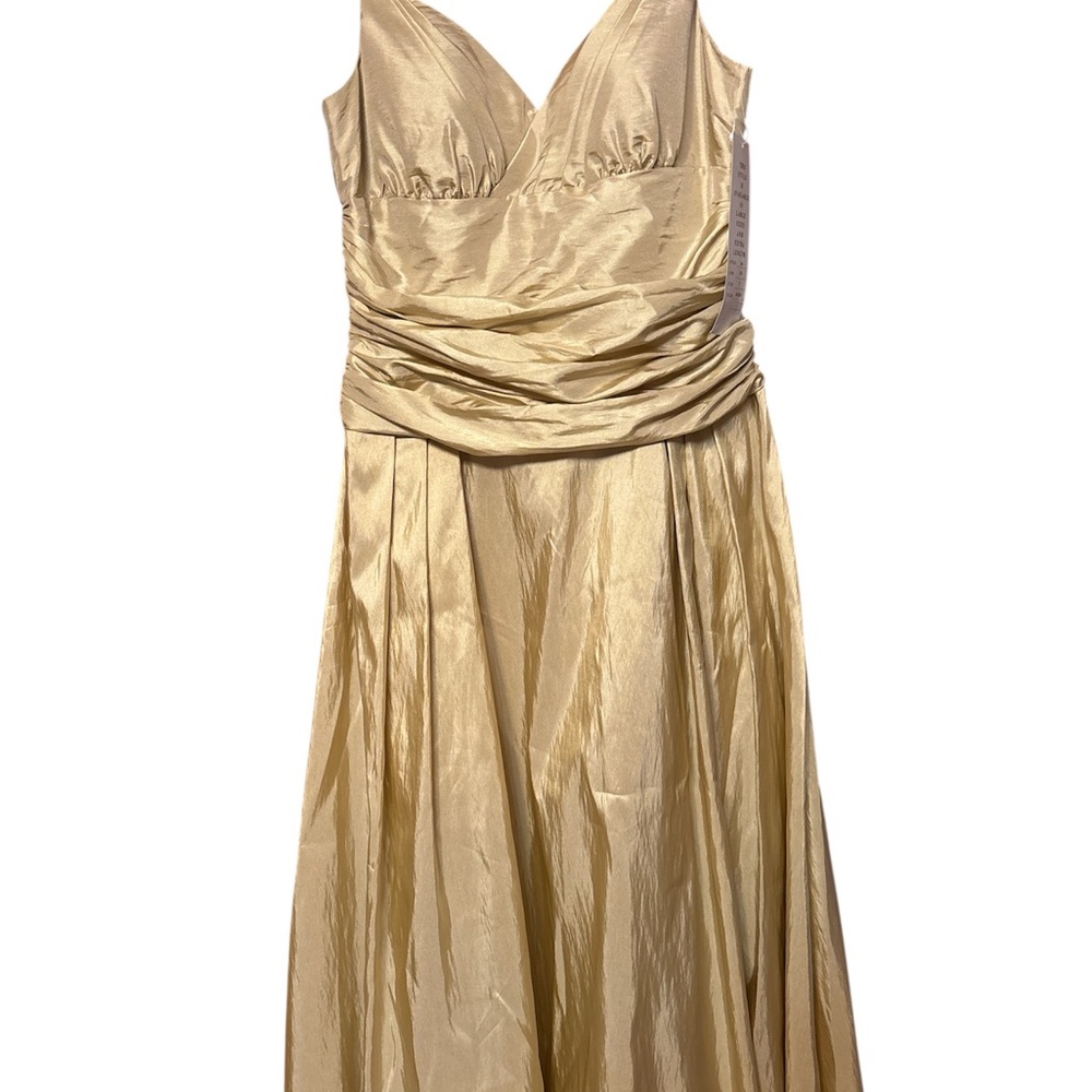 Bill Levkoff Gold Ruched Sweetheart Gown - Picture 1 of 3